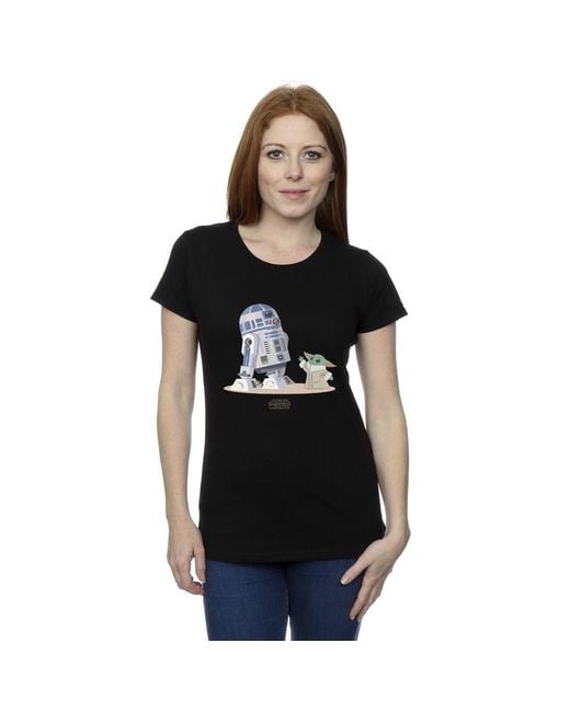 Star Wars Black Ladies The Mandalorian R2D2 And Grogu Cotton T-Shirt