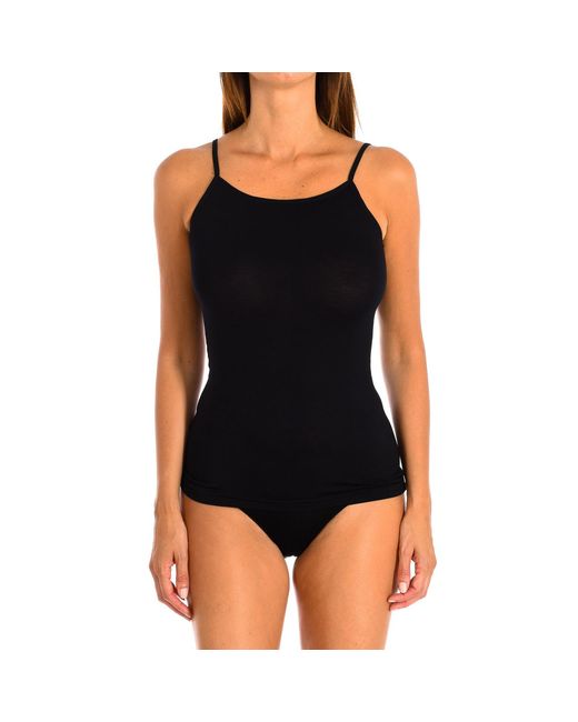 Q En Black Bamboo Thin Strap Undershirt Q700