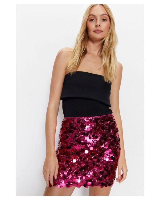 Warehouse Premium Tailored Sequin Mini Skirt