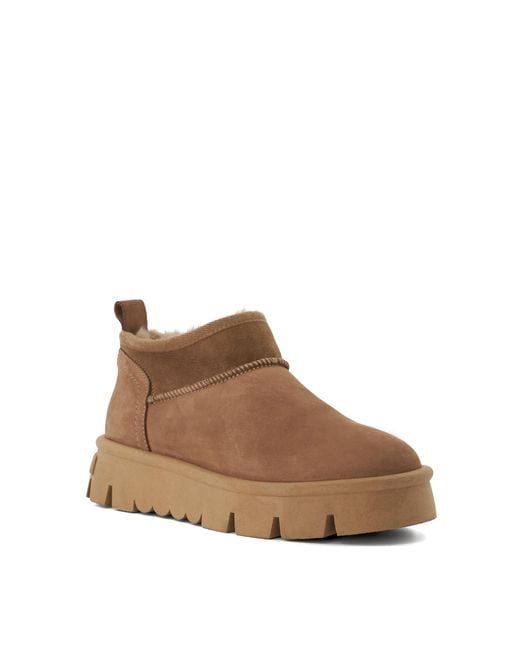 Dune Brown Pod Faux-Fur-Lined Ankle Boots