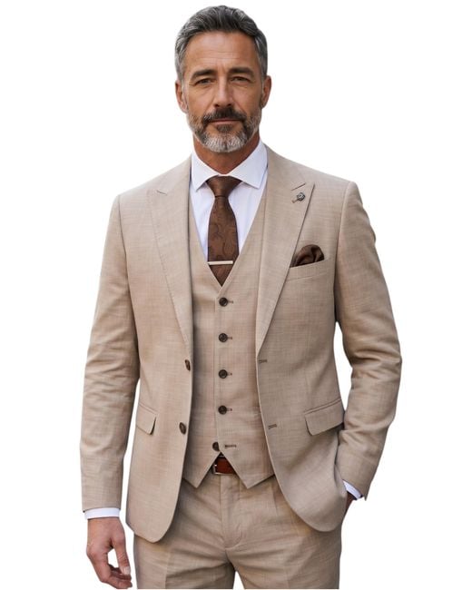Paul Andrew Natural 3 Piece Tailored Fit Formal Suit for men