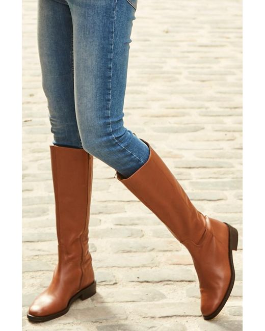 Sosandar Blue Luna Leather Flat Knee High Boot