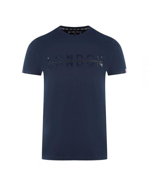 Aquascutum Blue London 1851 Split Logo T-Shirt for men