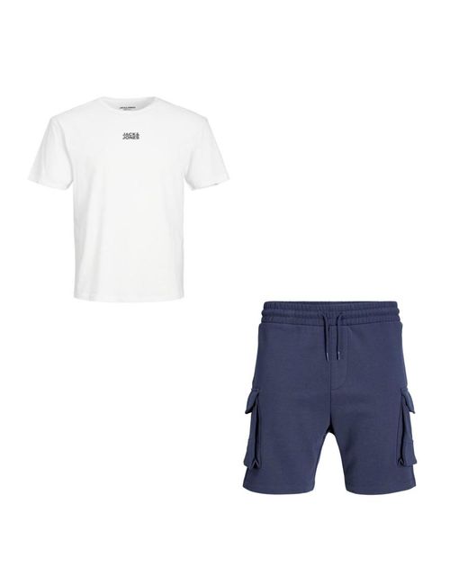 Jack & Jones Blue T-Shirt Shorts Set Combo for men