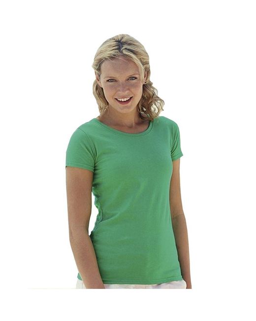 Fruit Of The Loom Green Ladies/ Lady-Fit Valueweight Short Sleeve T-Shirt (Pack Of 5) (Kelly) Cotton