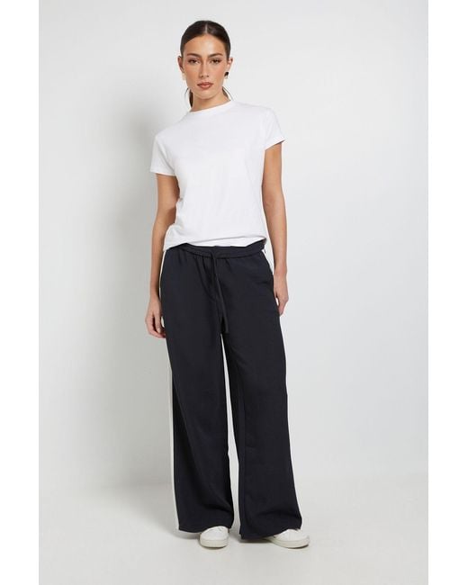 PRINCIPLES Blue Side Stripe Wide Leg Drawstring Trouser