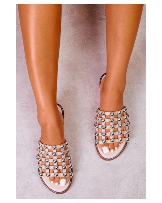 Where's That From Pink Kelly Studded Slider With Caged Detailing