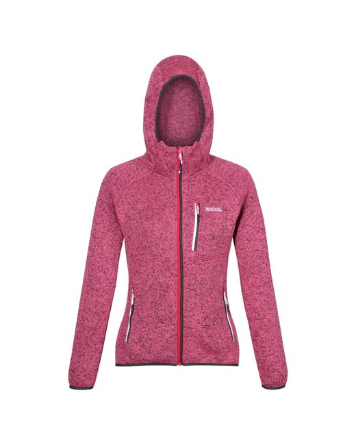 Regatta Pink Ladies Newhill Marl Hooded Fleece Jacket (Flamingo/Seal)