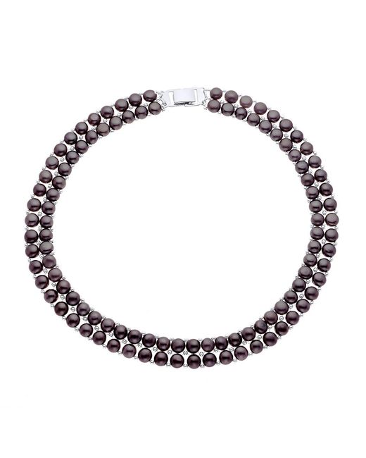 Ateliers Saint Germain Metallic Necklace 2 Rows Of Real Freshwater Pearls 4 Mm