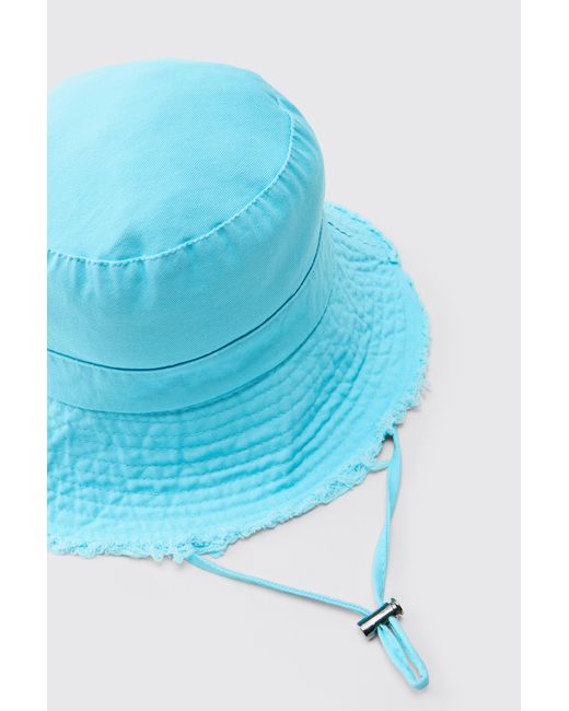 BoohooMAN Blue Bucket Hat With Drawstring for men
