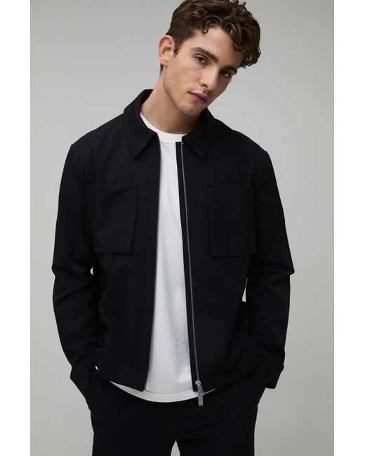 BoohooMAN Black Regular Technical Overshirt for men