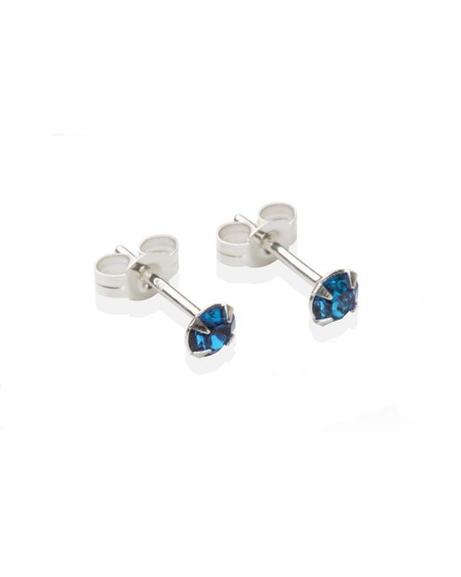 The Jewellery Stockroom Black Sterling 3.5Mm Capri Crystal Stud Earrings