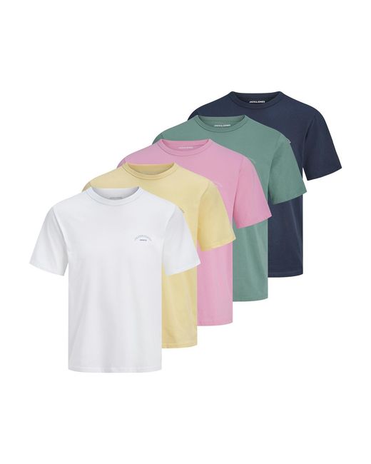 Jack & Jones Blue 5 Pack Crew Neck T-Shirt for men