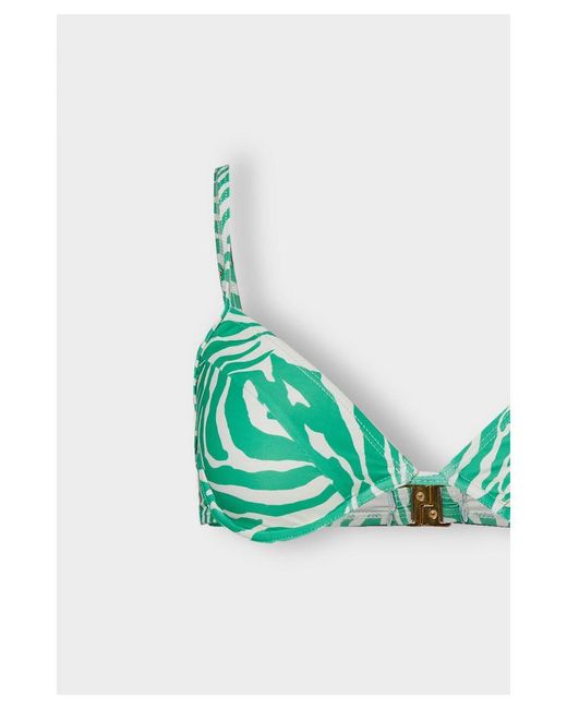 Warehouse Green Zebra Underwire High Waisted Short Bikini Set