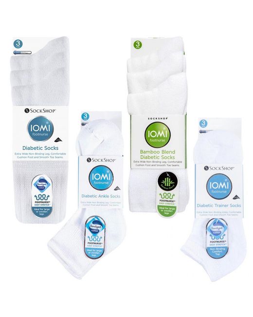 IOMI White 12 Pair Pack Diabetic Socks All Year Round Bundle Set