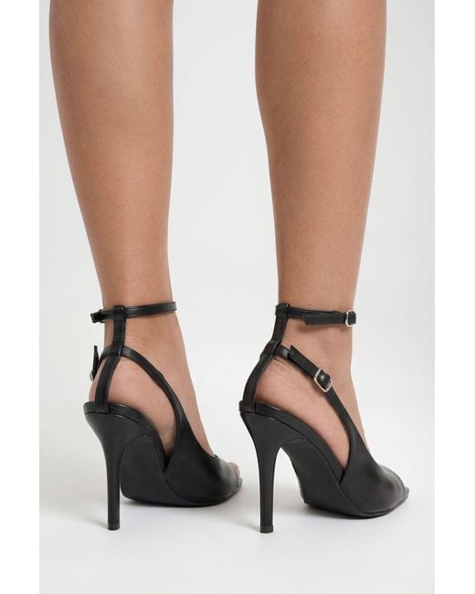 Boohoo Black Peep Toe High Heels