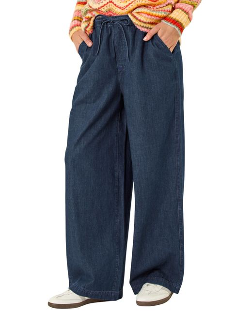 Roman Blue Tie Front Wide Leg Trouser