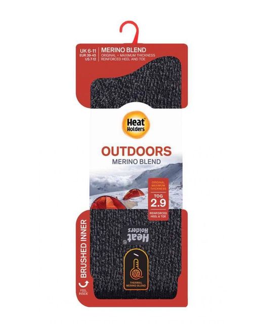 Heat Holders Black Winter Merino Wool Thermal Socks With Reinforced Heel And Toe for men