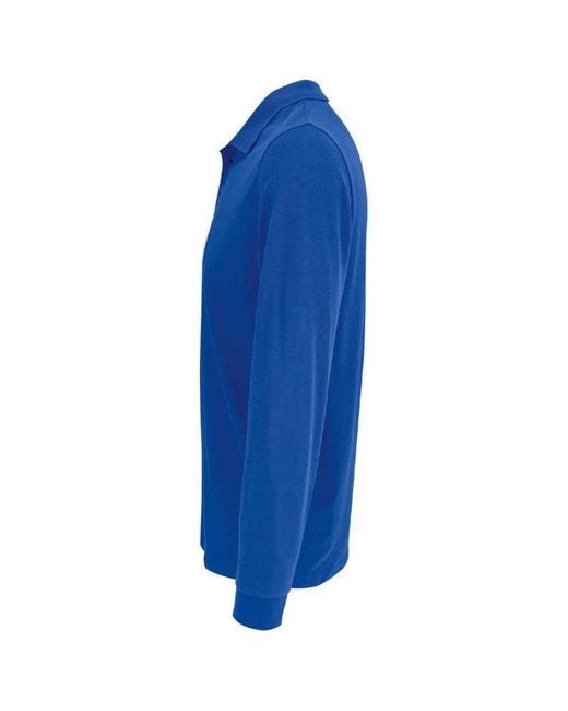 Sol's Blue Adult Prime Pique Long-Sleeved Polo Shirt (Royal)