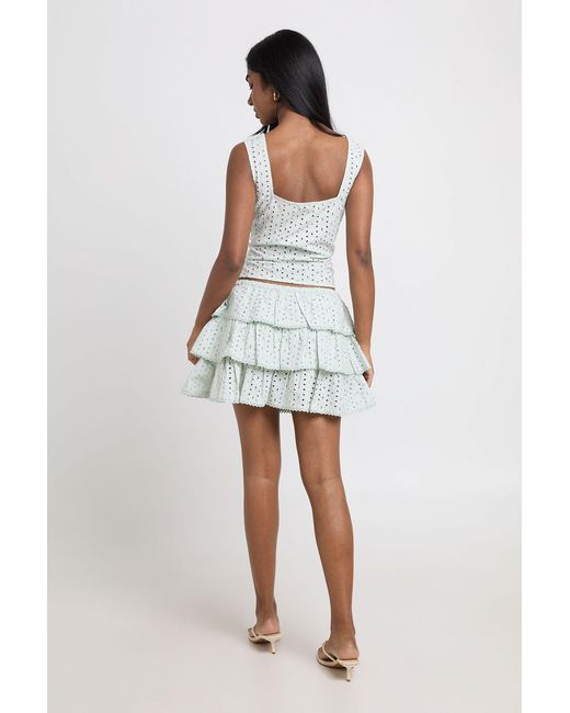 Boohoo Green Broderie Ruffle Mini Skirt