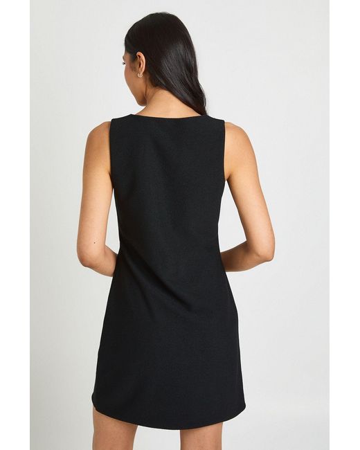 Boohoo Black Tall Button V Neck Shift Dress