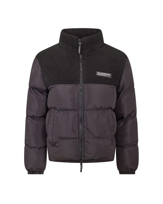 NY Concept Black Aspen Zipped Pocket Puffer Jacket for men