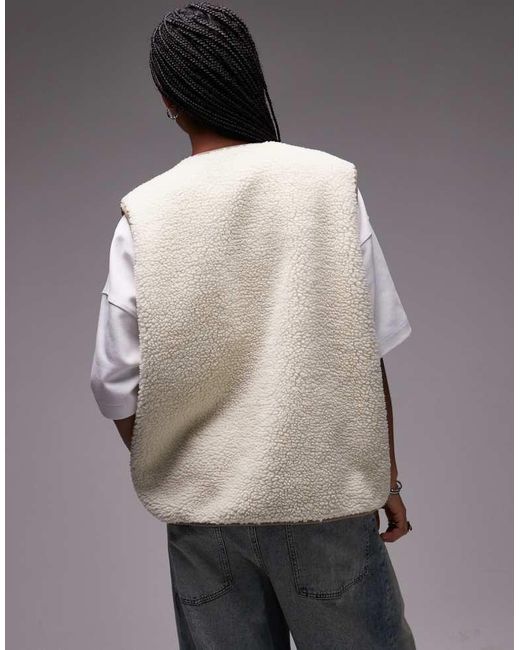 TOPSHOP White Chuck On Borg Reversible Gilet