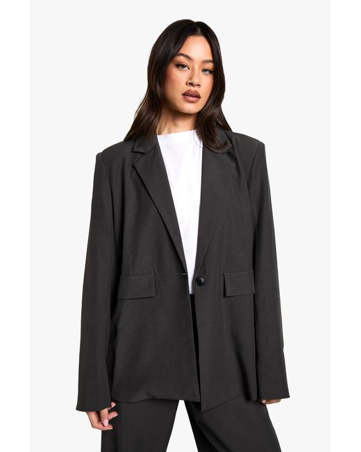 Boohoo Black Petite Tailored Oversized Blazer