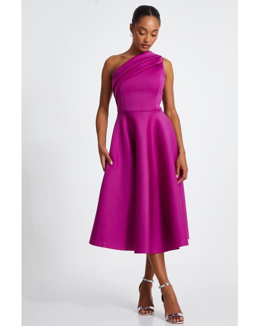 Quiz Pink Raspberry One Shoulder Skater Dress