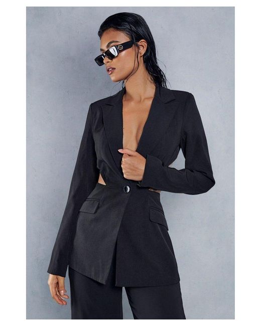MissPap Blue Cut Out Tailored Oversized Blazer