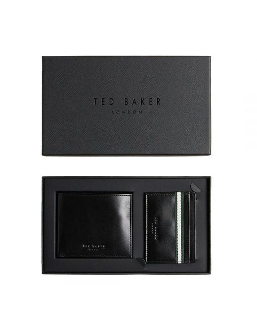 Ted Baker Black Granony Stripe Wallet Card Holder Set for men