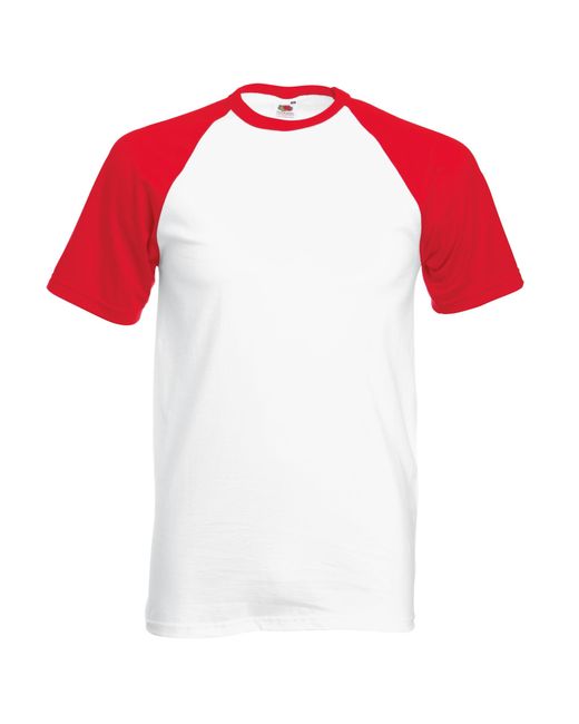 Fruit Of The Loom Red Short Sleeve Baseball T-Shirt Cotton for men