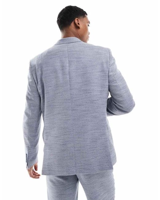 ASOS Blue Double Breasted Regular Suit Jacket for men