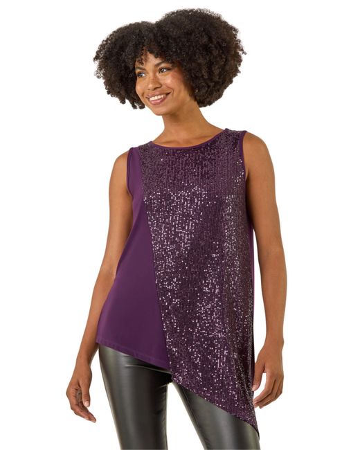 Roman Purple Sparkly Asymmetric Stretch Vest
