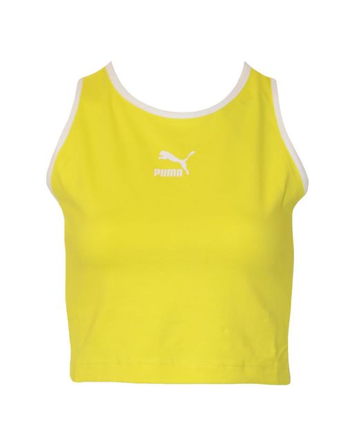 PUMA Yellow Ladies Classics Cropped Tank (Blazing)