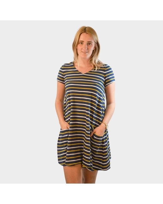 Seasalt Blue Jersey Stripe T Shirt Dress With Pockets