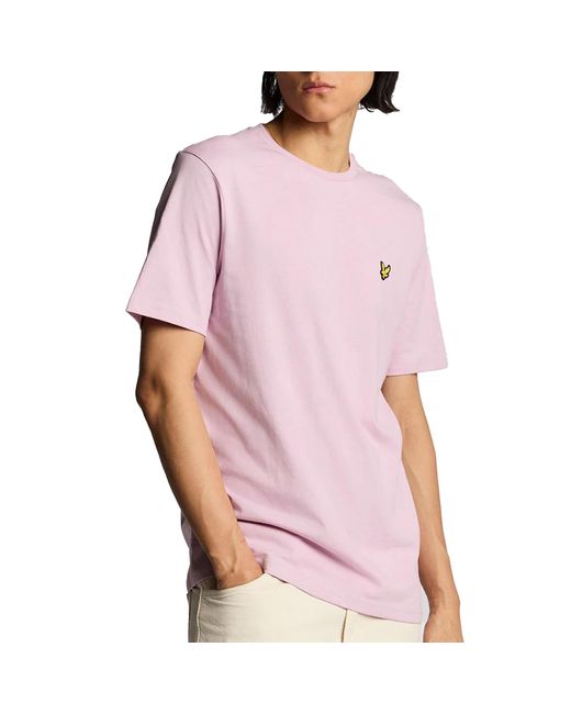 Lyle & Scott Pink Short Sleeve T Shirts Regular Fit Crew Neck Summer Cotton Tee for men