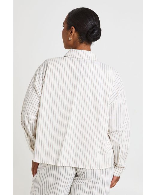 Boohoo White Plus Stripe Oversized Shirt