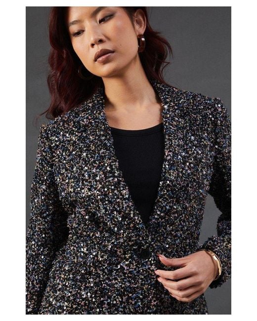 Warehouse Black Premium Sequin Boucle Blazer