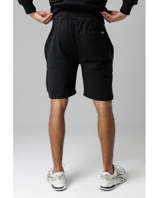 Firetrap Black Regular Fit Cotton Blend Fleece Shorts With Drawstring Waist for men