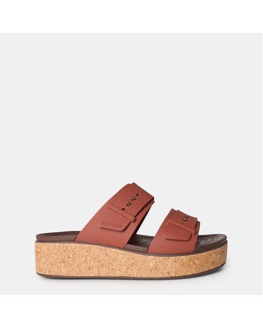 CROCSTM Brown Brooklyn Cork Shuv Clogs With Perforated Toe