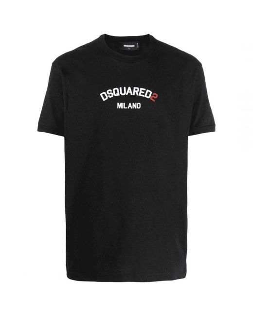 DSquared² Cool Fit Zwart T-shirt Met -merk Milano-logo in het Black voor heren