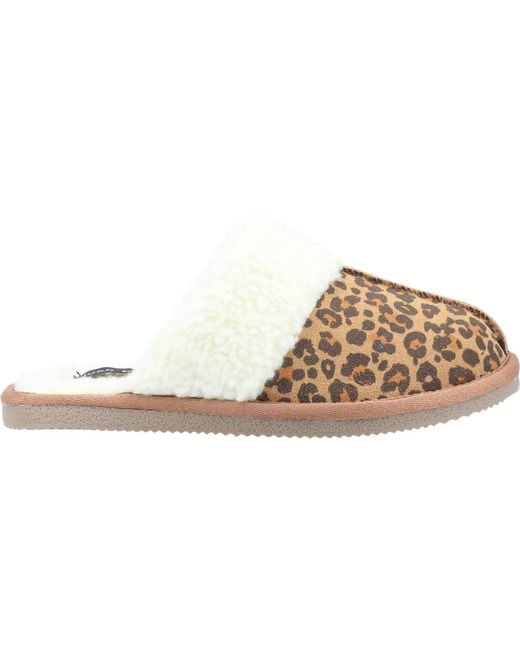 Hush Puppies Ladies Arianna Leopard Print Suede Slippers in Brown