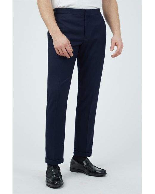 Red Herring Blue Slim Half Elasticated Waist Formal Trousers for men