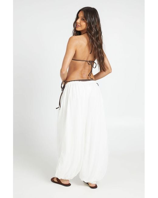 Boohoo White Chiffon Balloon Trouser