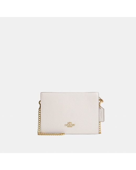 COACH White Refined Pebbled Leather Slim Crossbody Bag