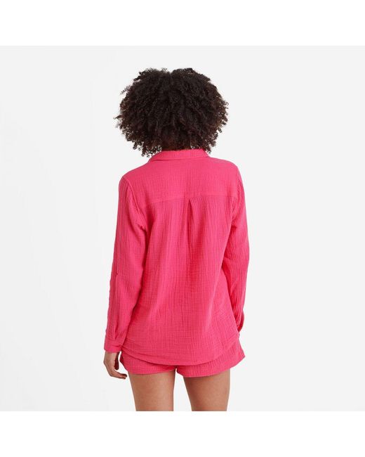 TOG24 Pink Cruise Long Sleeve Shirt Hibiscus Cotton
