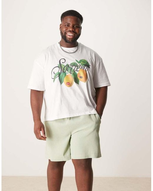 ASOS Natural Mid Length Waffle Short for men
