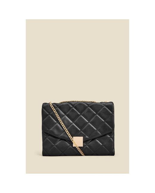 Sosandar Black Stud Detail Quilted Cross Body Bag Faux Leather