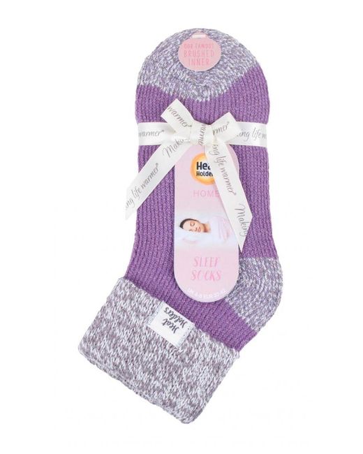 Heat Holders Purple Ladies Extra Fluffy Bed Socks For Lounging Around